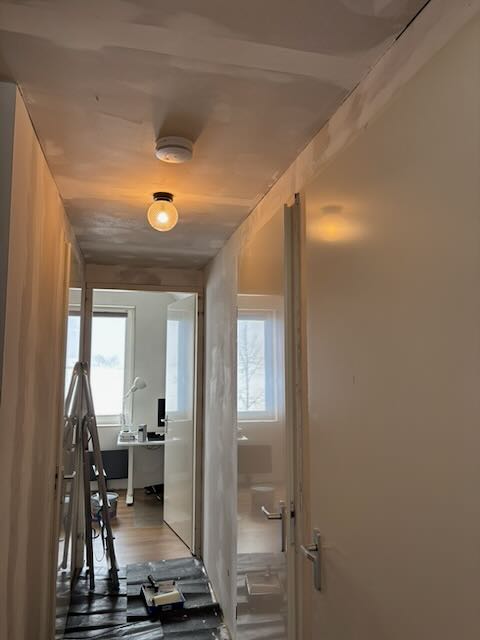Picture of my upstairs hallway without primer on the walls